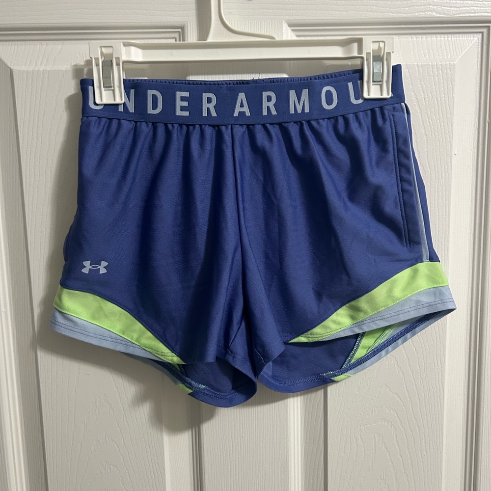 Under Armour Women's Athletic Shorts in Blue and Lime